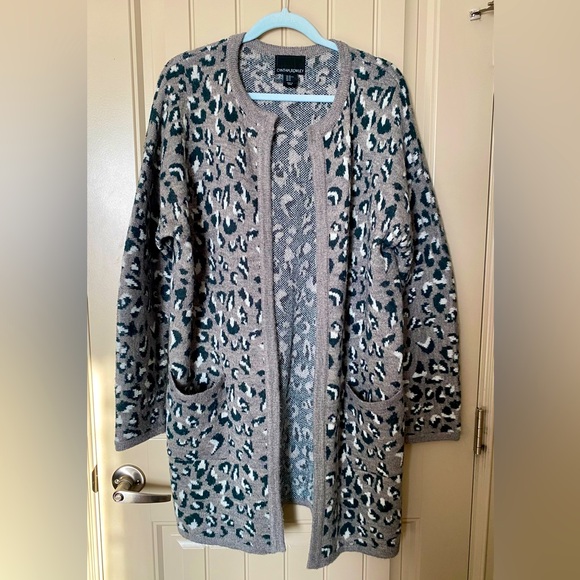 Cynthia Rowley Sweaters - Cynthia Rowley Alpaca Blend Leopard Print Long Knit Cardigan